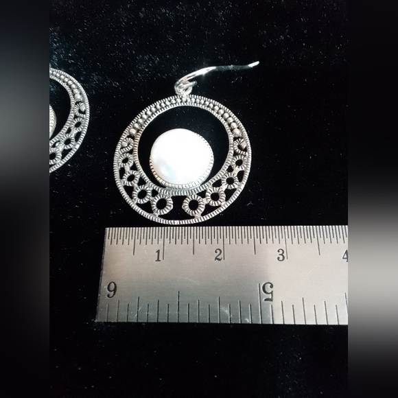 Vintage Sterling Silver Earrings With Real pearl - Picture 6 of 6